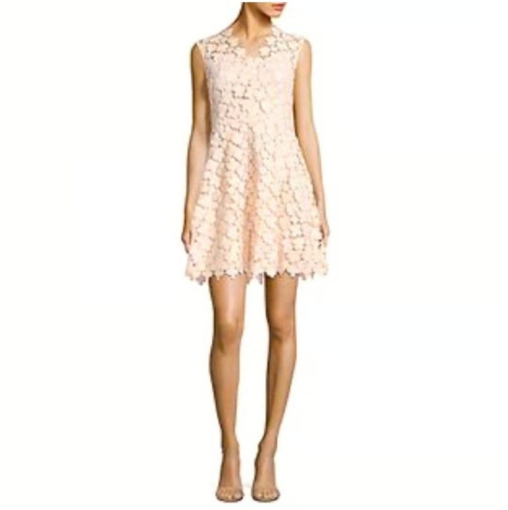 Shoshanna Peach Floral Lace Fit & Flare Dress